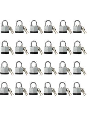 Keyed Alike Laminated Steel Padlocks - 24 Pack, Big Key Head, Durable Security